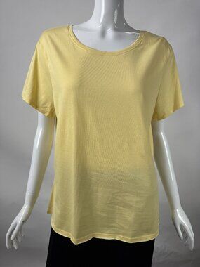 J. Jill Womens Daylily Yellow Short-Sleeve Fitted Tee 100% Pima Cotton XL